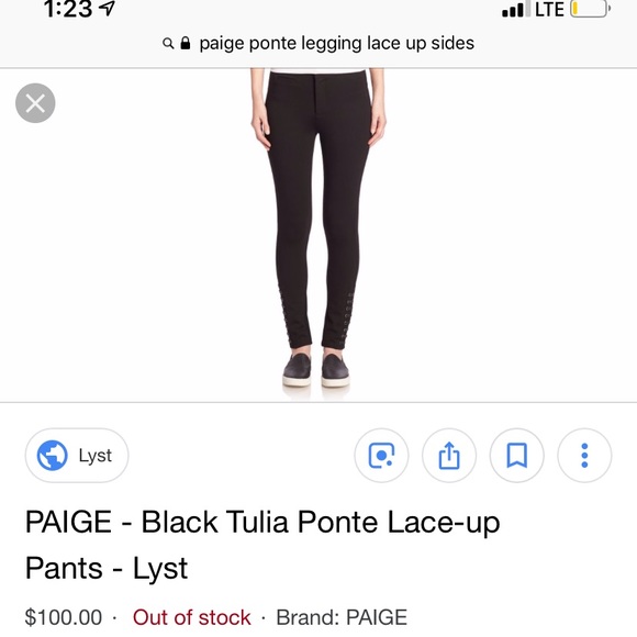 SALE! 🎆 PAIGE “Tulia” Black Ponte LACE-UP pant! - Picture 8 of 8